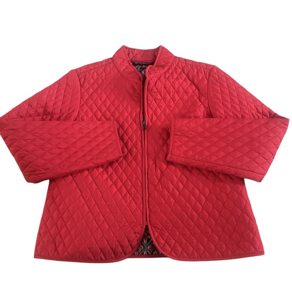 Briggs New York Jackets & Blazers - Womens Briggs New York Red Quilted Light Jacket size Medium‎ Petite MP
